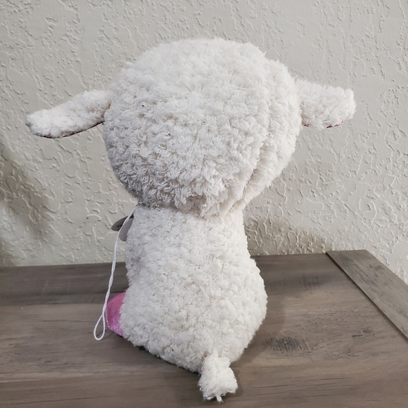 TY Beanie Boo Twinkle White and Pink Lamb Plush Stuffed Animal 9" Glitter Eyes - Picture 4 of 7